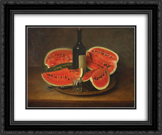 Still Life With Watermelons 24x20 Black Ornate Wood Framed Art Print Poster with Double Matting by Stahi, Constantin