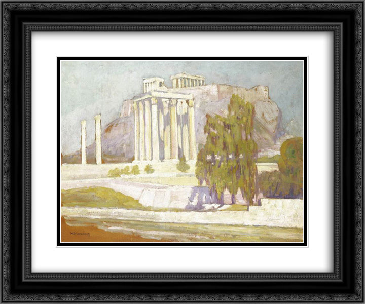 Columns 24x20 Black Ornate Wood Framed Art Print Poster with Double Matting by Maleas, Constantine