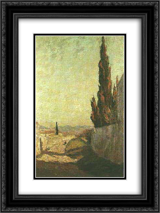 Cypress 18x24 Black Ornate Wood Framed Art Print Poster with Double Matting by Maleas, Constantine