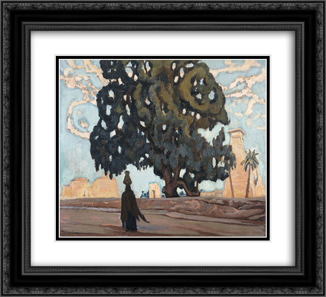 Egyptian Landscape 22x20 Black Ornate Wood Framed Art Print Poster with Double Matting by Maleas, Constantine