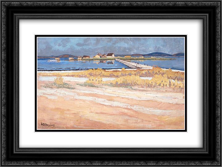 Landscape - Messolonghi Lagoon 24x18 Black Ornate Wood Framed Art Print Poster with Double Matting by Maleas, Constantine