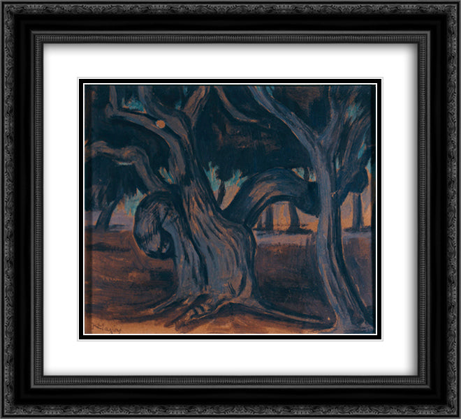 Olive trees 22x20 Black Ornate Wood Framed Art Print Poster with Double Matting by Maleas, Constantine