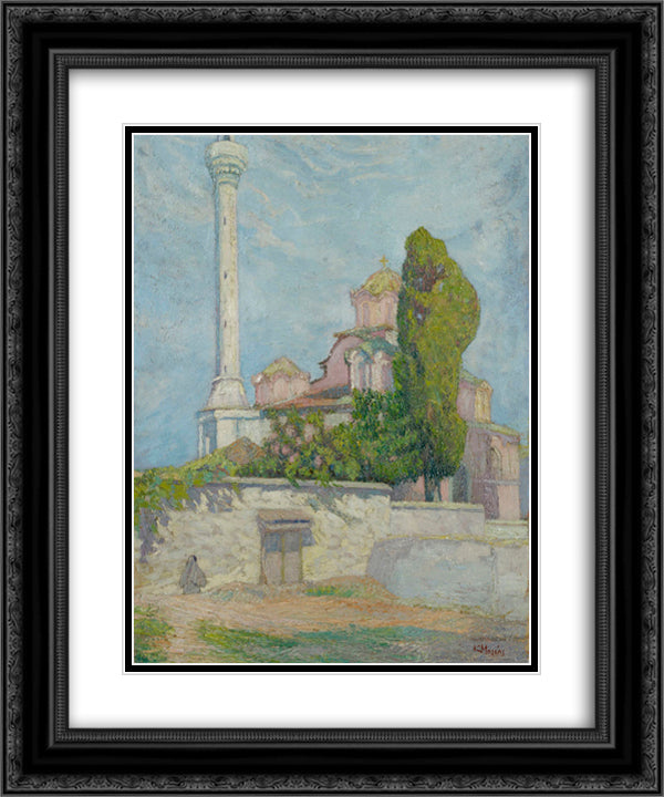 The Church of Ayia Aikaterini, Thessaloniki 20x24 Black Ornate Wood Framed Art Print Poster with Double Matting by Maleas, Constantine