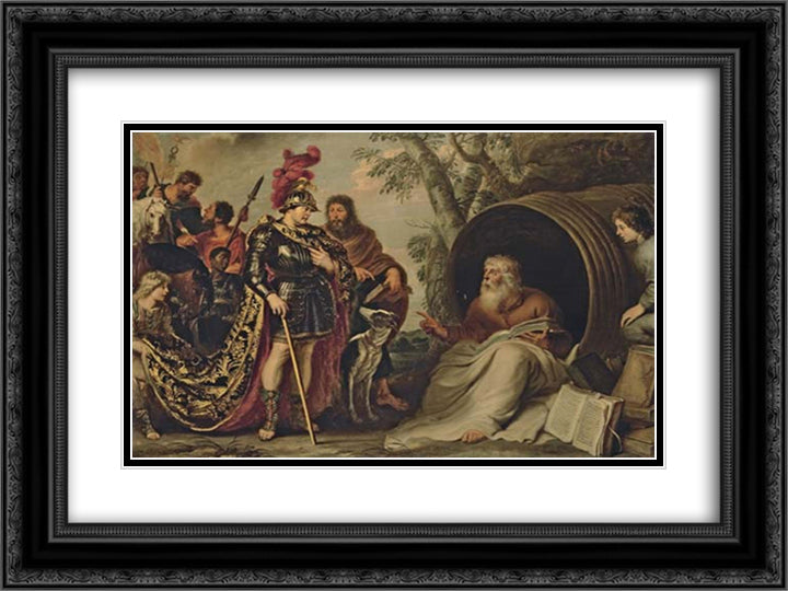 Alexander and Diogenes 24x18 Black Ornate Wood Framed Art Print Poster with Double Matting by Vos, Cornelis de