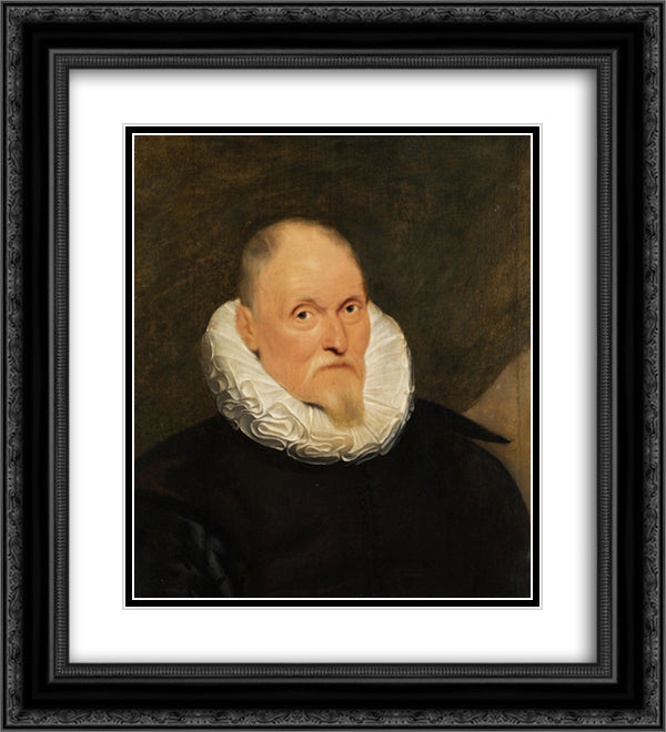 Portrait of a Dutch master 20x22 Black Ornate Wood Framed Art Print Poster with Double Matting by Vos, Cornelis de