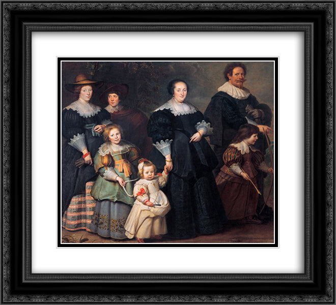 Self-portrait of the Artist with his Wife Suzanne Cock and their Children 22x20 Black Ornate Wood Framed Art Print Poster with Double Matting by Vos, Cornelis de
