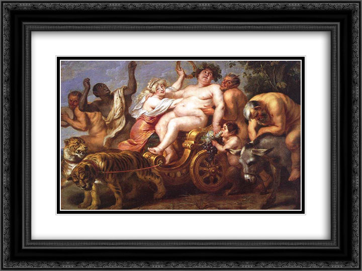 The Triumph of Bacchus 24x18 Black Ornate Wood Framed Art Print Poster with Double Matting by Vos, Cornelis de