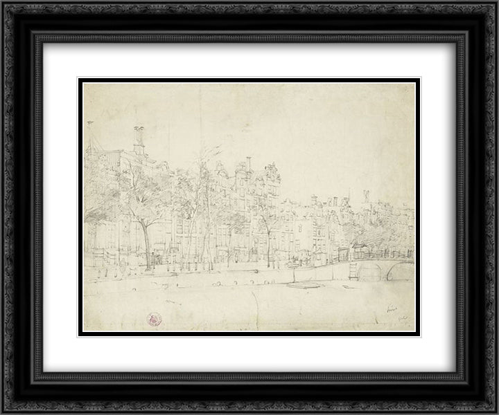 Amstedam 24x20 Black Ornate Wood Framed Art Print Poster with Double Matting by Springer, Cornelis