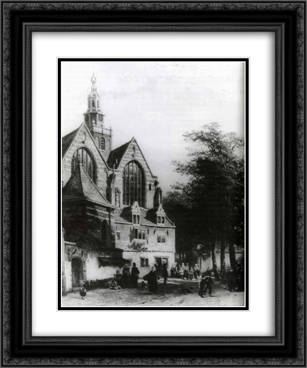 Janskerk (Gouda) 20x24 Black Ornate Wood Framed Art Print Poster with Double Matting by Springer, Cornelis
