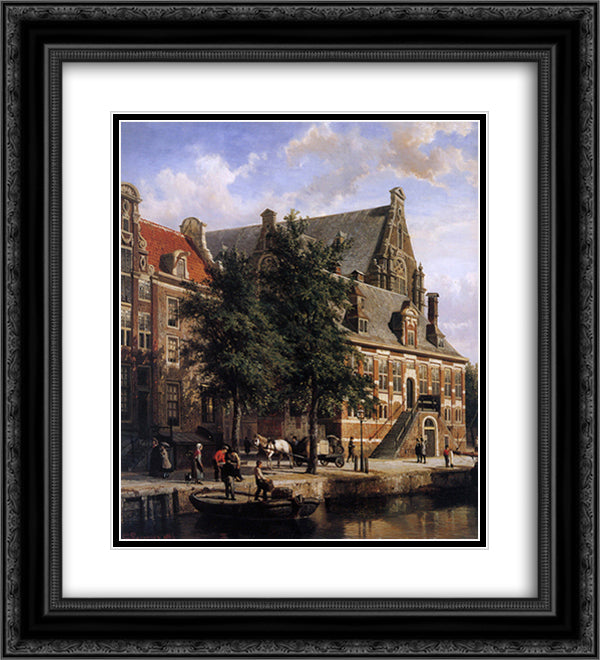 The Oude Waag at the Westerkerk 20x22 Black Ornate Wood Framed Art Print Poster with Double Matting by Springer, Cornelis