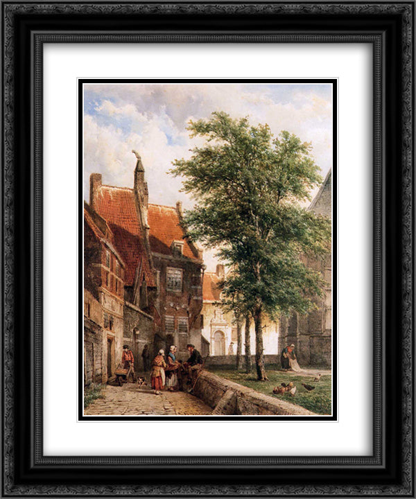 View behind the Grote Kerk in Naarden 20x24 Black Ornate Wood Framed Art Print Poster with Double Matting by Springer, Cornelis