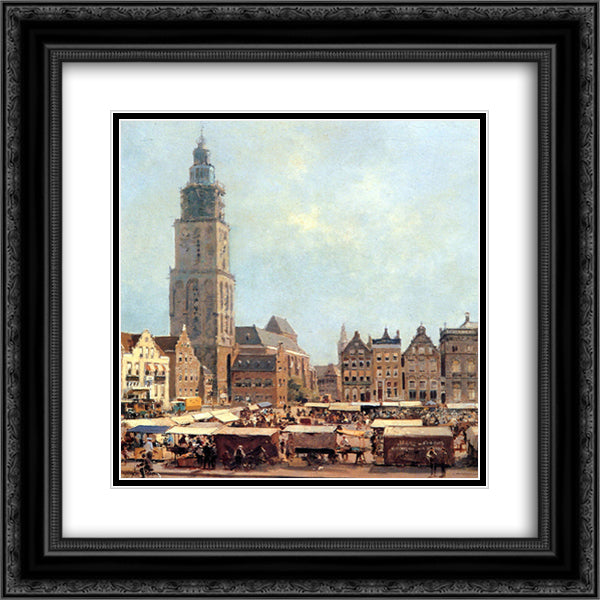View On Market In Groningen 20x20 Black Ornate Wood Framed Art Print Poster with Double Matting by Vreedenburgh, Cornelis