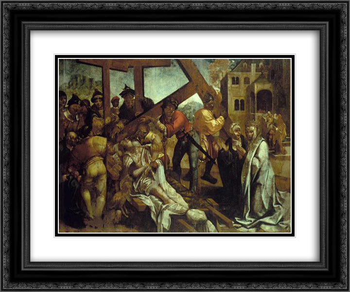 Milagre da Ressurreico do Mancebo 24x20 Black Ornate Wood Framed Art Print Poster with Double Matting by Figueiredo, Cristovao de