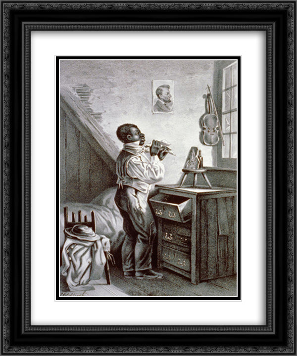 The freedman's bureau 20x24 Black Ornate Wood Framed Art Print Poster with Double Matting by Currier and Ives