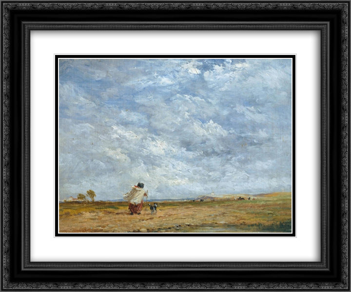 A Windy Day 24x20 Black Ornate Wood Framed Art Print Poster with Double Matting by Cox, David