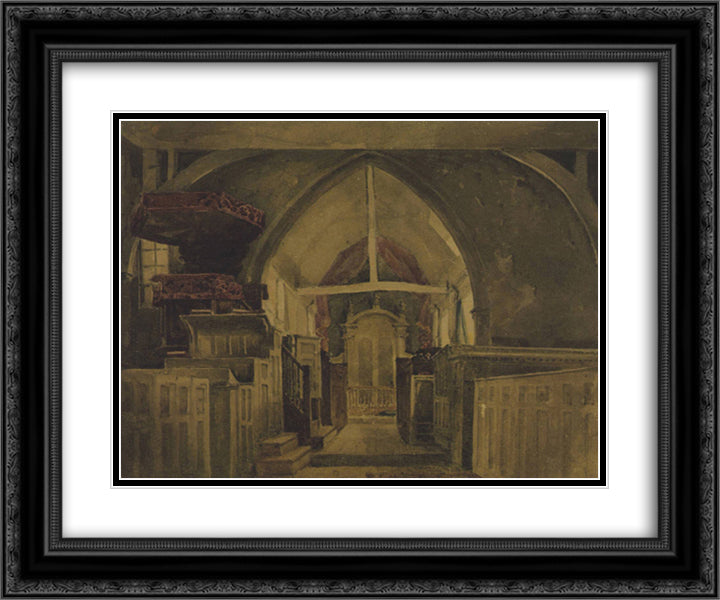Beckenham Church, Kent 24x20 Black Ornate Wood Framed Art Print Poster with Double Matting by Cox, David