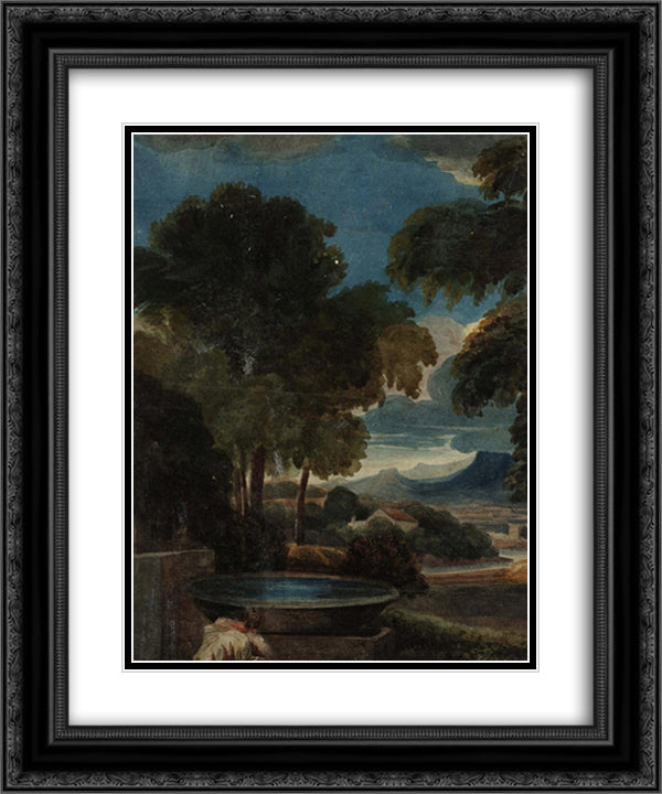 Classical Landscape (After Poussin) 20x24 Black Ornate Wood Framed Art Print Poster with Double Matting by Cox, David