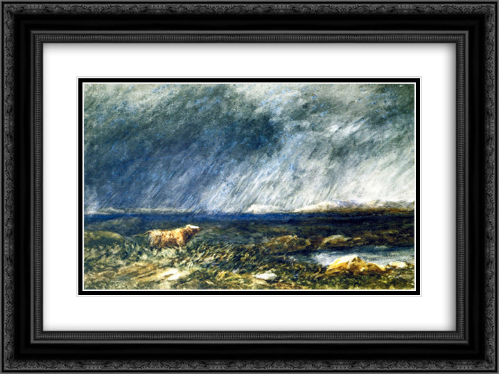 On the Moors, near Bettws-y-Coed 24x18 Black Ornate Wood Framed Art Print Poster with Double Matting by Cox, David