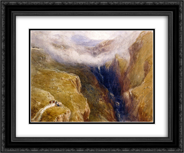 Rhaiadr Cwm, North Wales 24x20 Black Ornate Wood Framed Art Print Poster with Double Matting by Cox, David
