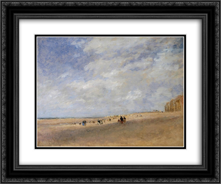 Rhyl Sands 24x20 Black Ornate Wood Framed Art Print Poster with Double Matting by Cox, David
