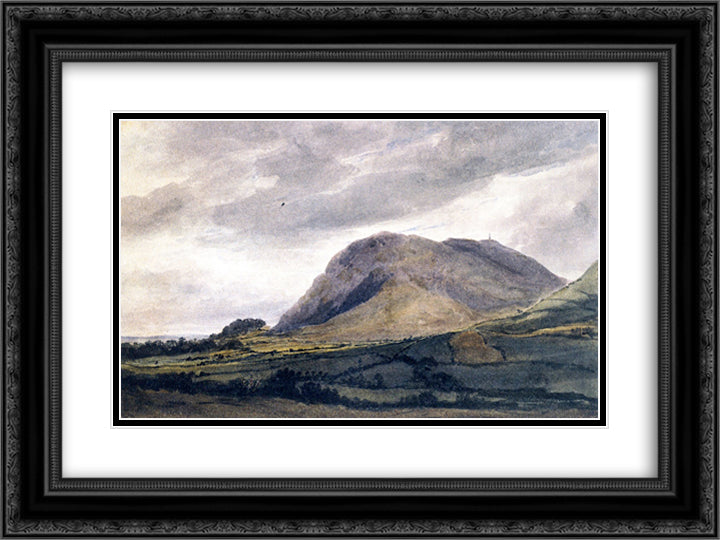 The Breiddin Hills, near Welshpool 24x18 Black Ornate Wood Framed Art Print Poster with Double Matting by Cox, David