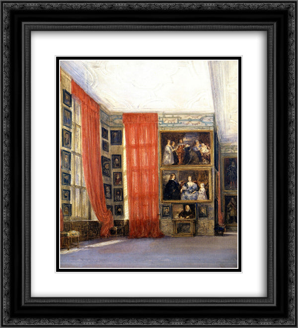 The Long Gallery, Hardwick Hall, Derbyshire 20x22 Black Ornate Wood Framed Art Print Poster with Double Matting by Cox, David