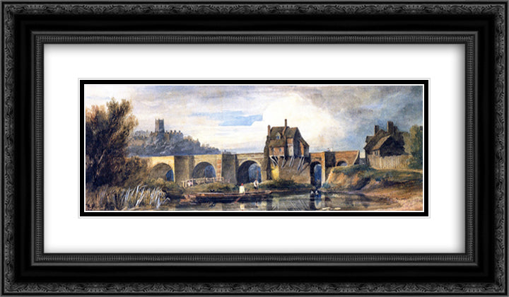 The Old Bridge at Bridgnorth, Shropshire 24x14 Black Ornate Wood Framed Art Print Poster with Double Matting by Cox, David