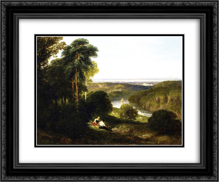 The Wyndcliff, River Wye 24x20 Black Ornate Wood Framed Art Print Poster with Double Matting by Cox, David