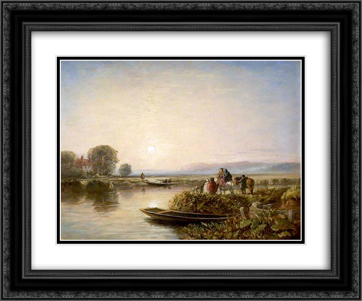 Waiting for the Ferry, Morning 24x20 Black Ornate Wood Framed Art Print Poster with Double Matting by Cox, David