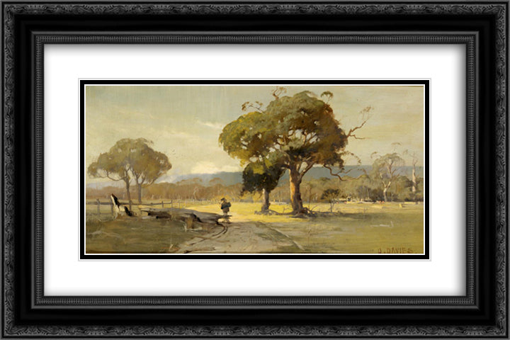 Ercildoune, near Ballarat 24x16 Black Ornate Wood Framed Art Print Poster with Double Matting by Davies, David