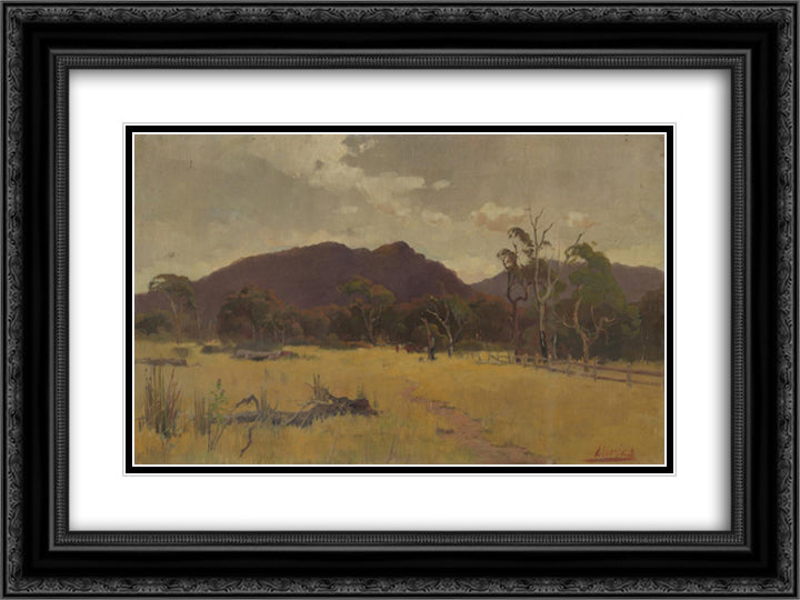 Landscape 24x18 Black Ornate Wood Framed Art Print Poster with Double Matting by Davies, David