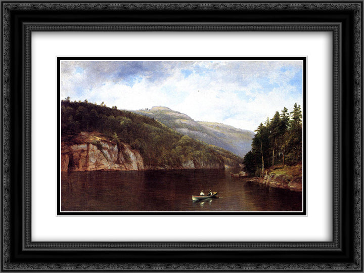 Boating on Lake George 24x18 Black Ornate Wood Framed Art Print Poster with Double Matting by Johnson, David