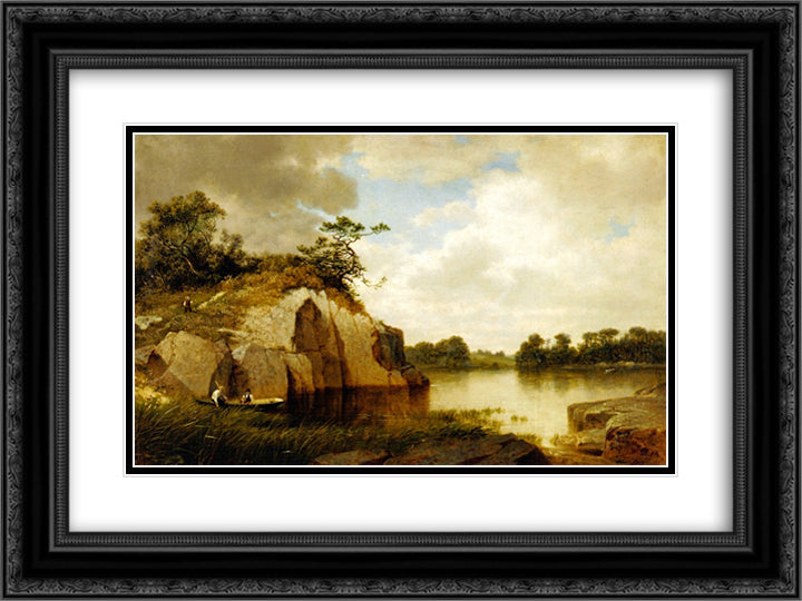 Catnip Island, Near Greenwih, CT 24x18 Black Ornate Wood Framed Art Print Poster with Double Matting by Johnson, David