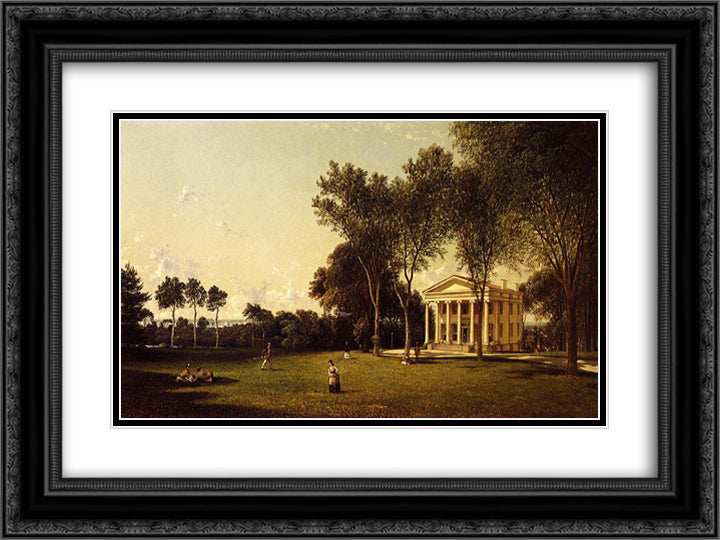 Croquet on the Lawn 24x18 Black Ornate Wood Framed Art Print Poster with Double Matting by Johnson, David
