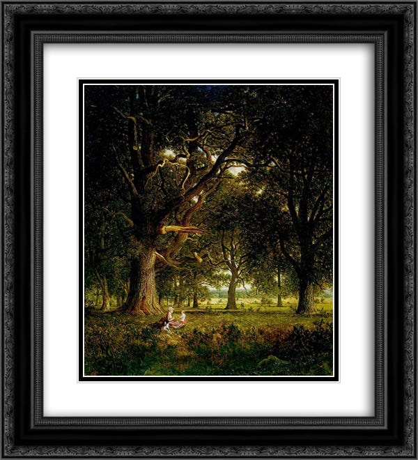In the Forest 20x22 Black Ornate Wood Framed Art Print Poster with Double Matting by Johnson, David