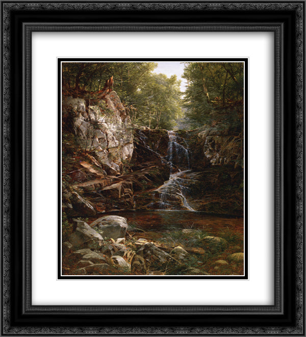 Indian Falls 20x22 Black Ornate Wood Framed Art Print Poster with Double Matting by Johnson, David