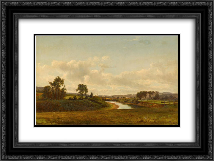 Lancaster New Hampshire Farmland 24x18 Black Ornate Wood Framed Art Print Poster with Double Matting by Johnson, David