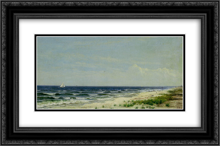 Ocean Beach, NJ 24x16 Black Ornate Wood Framed Art Print Poster with Double Matting by Johnson, David