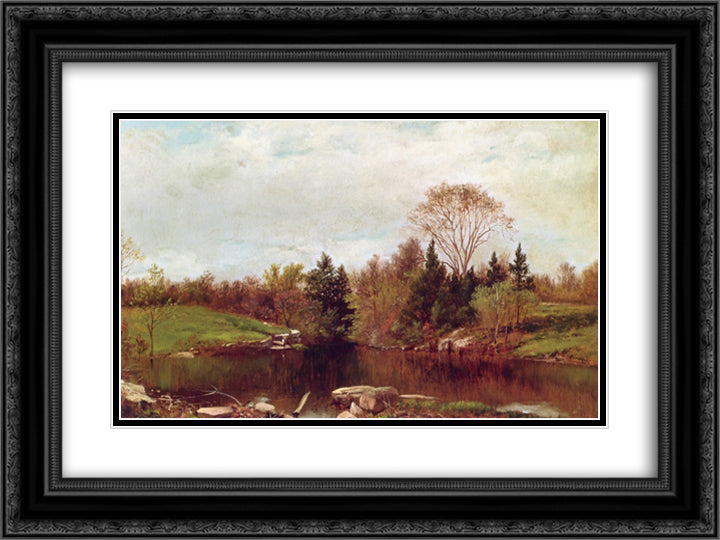 Spring - a Study on the Bronx at Mt. Vernon 24x18 Black Ornate Wood Framed Art Print Poster with Double Matting by Johnson, David