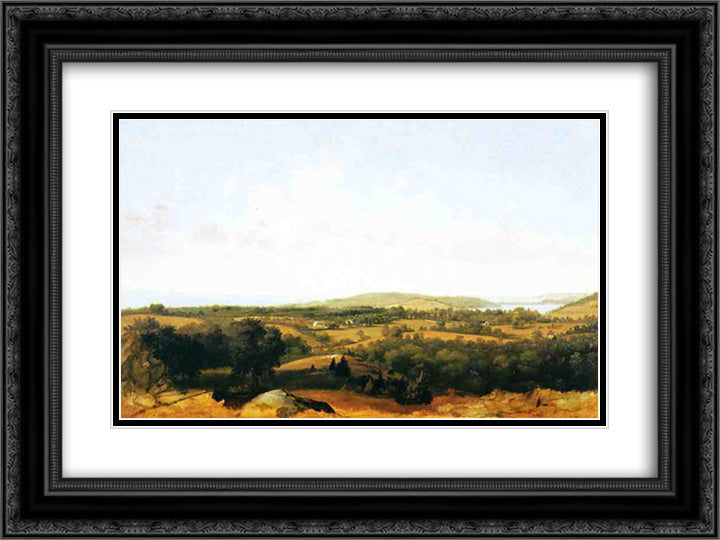 View of Narragansett Bay near Warwick, Rhode Island 24x18 Black Ornate Wood Framed Art Print Poster with Double Matting by Johnson, David