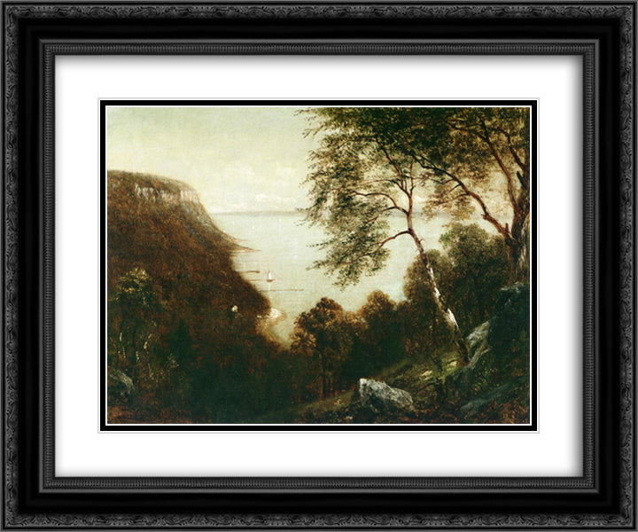 View of Palisades, Hudson River 24x20 Black Ornate Wood Framed Art Print Poster with Double Matting by Johnson, David