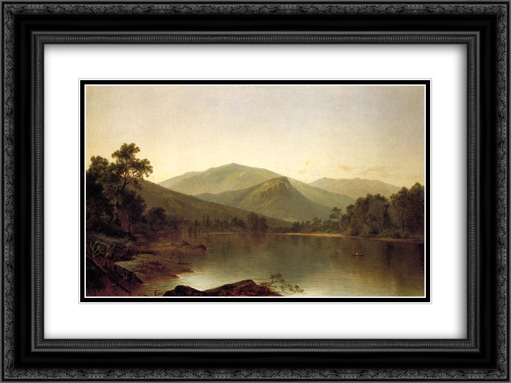 View on the Androscoggin River, Maine 24x18 Black Ornate Wood Framed Art Print Poster with Double Matting by Johnson, David