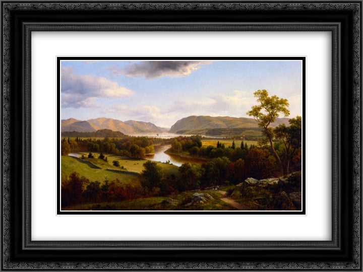 View rom New Windsor, Hudson River 24x18 Black Ornate Wood Framed Art Print Poster with Double Matting by Johnson, David