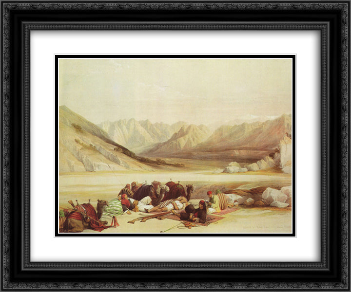 Approach to Mount Sinai 24x20 Black Ornate Wood Framed Art Print Poster with Double Matting by Roberts, David