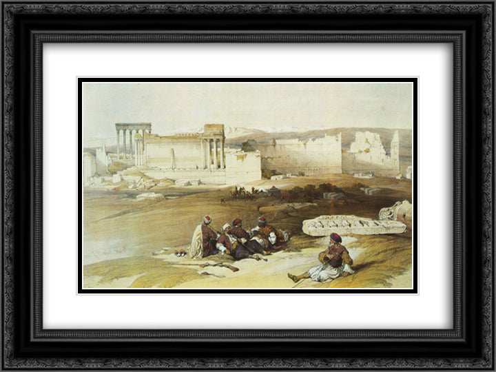 Baalbek, General View 24x18 Black Ornate Wood Framed Art Print Poster with Double Matting by Roberts, David