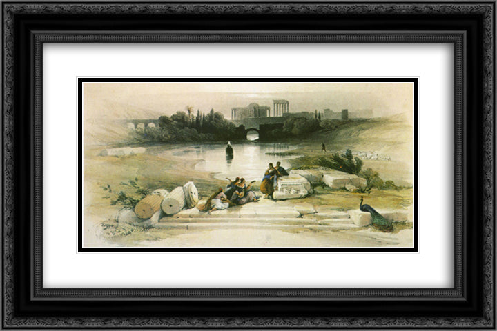 Baalbek. From the Fountain 24x16 Black Ornate Wood Framed Art Print Poster with Double Matting by Roberts, David
