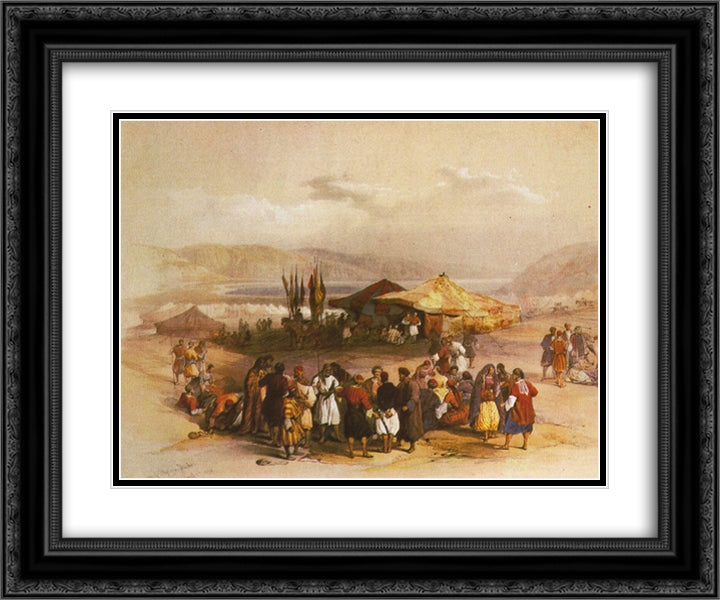 Encampment of the Pilgrims at Jericho 24x20 Black Ornate Wood Framed Art Print Poster with Double Matting by Roberts, David
