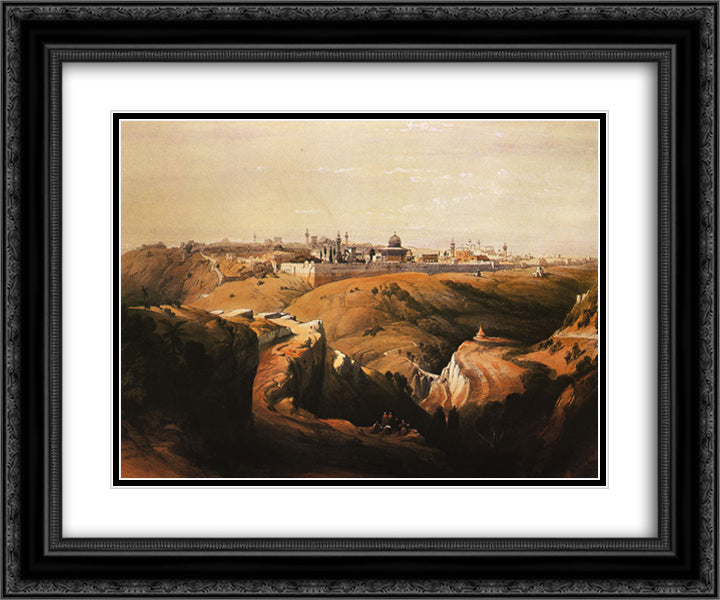 Jerusalem from the Mount of Olives 24x20 Black Ornate Wood Framed Art Print Poster with Double Matting by Roberts, David