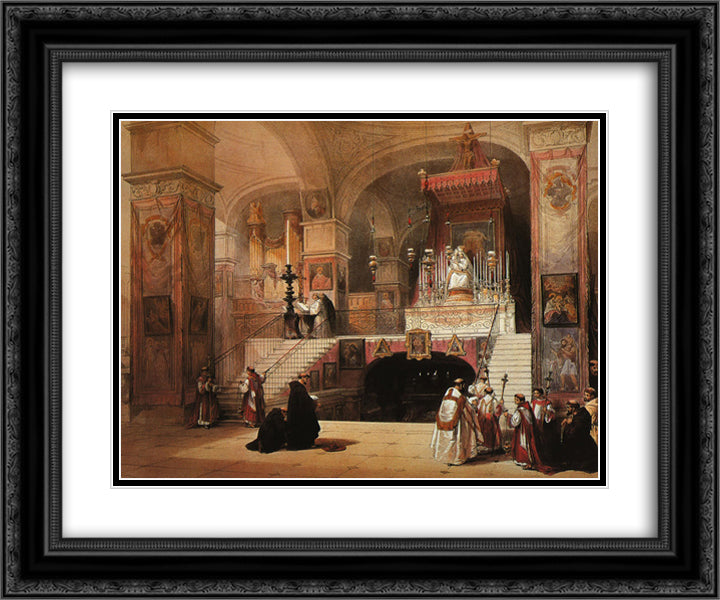 Nazareth. The Church of the Annunciation 24x20 Black Ornate Wood Framed Art Print Poster with Double Matting by Roberts, David