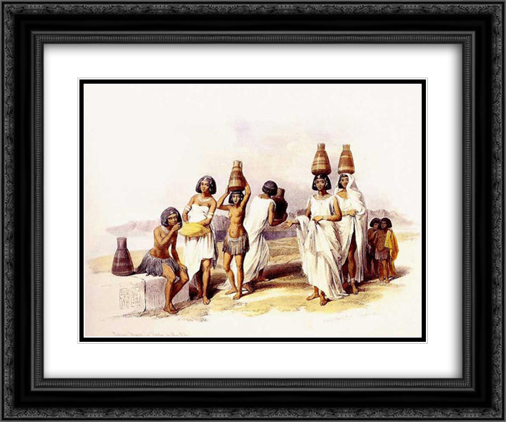 Nubian Women at Korti 24x20 Black Ornate Wood Framed Art Print Poster with Double Matting by Roberts, David